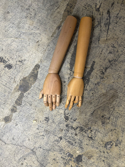 Used Wooden Mannequin Arms with Bendable Fingers - Set of 2