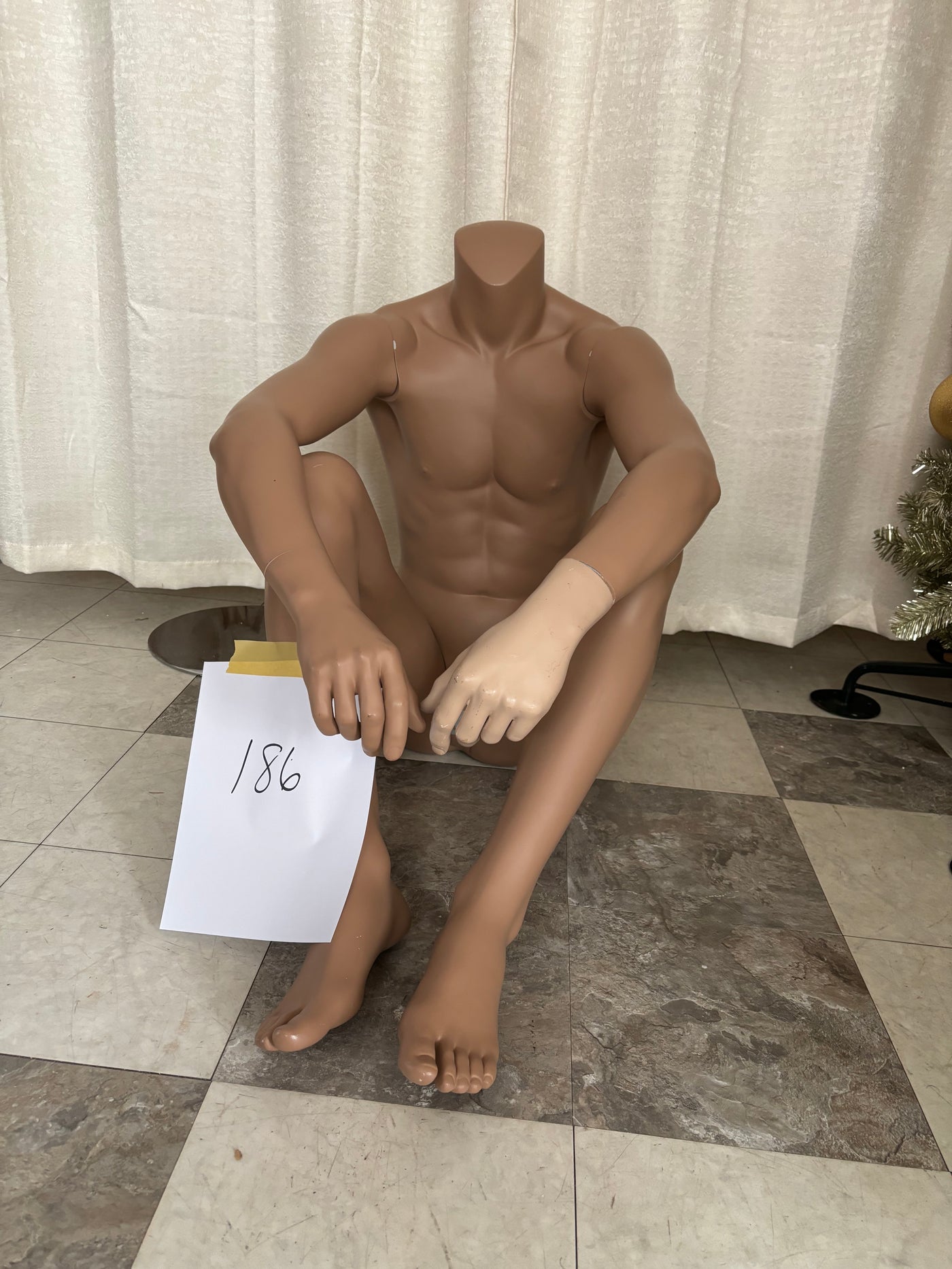 Used Seated Headless John Nissen Male Mannequin - #186 Tan Color