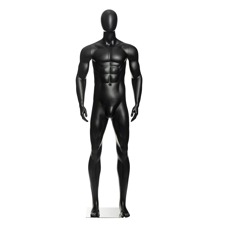 Egghead Athletic Male Mannequin: PP Plastic in Matte Black