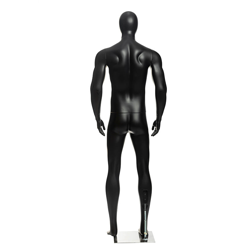 Egghead Athletic Male Mannequin: PP Plastic in Matte Black