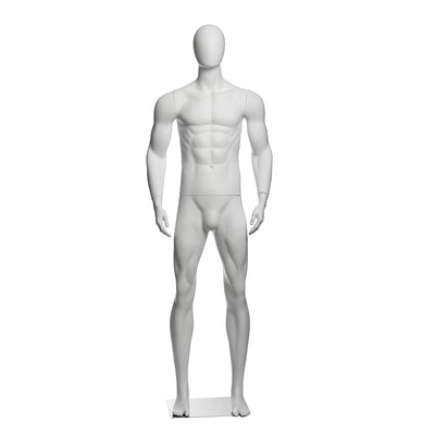 Egghead Athletic Male Mannequin: PP Plastic in Matte White