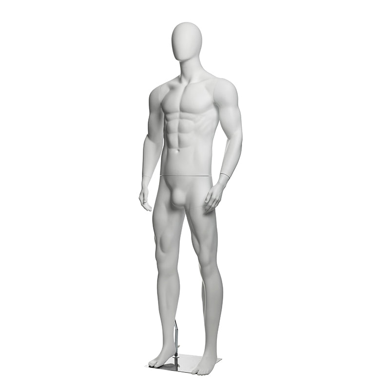 Egghead Athletic Male Mannequin: PP Plastic in Matte White