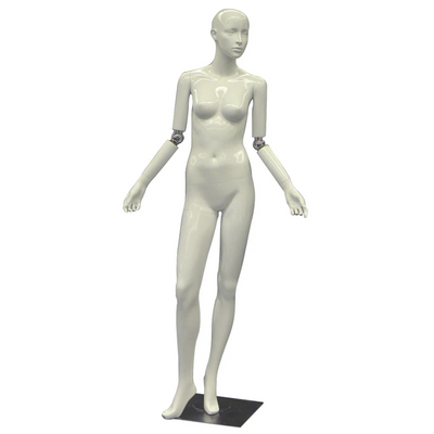 Realistic Female Mannequin with Bendable Arms #1 - White Glossy