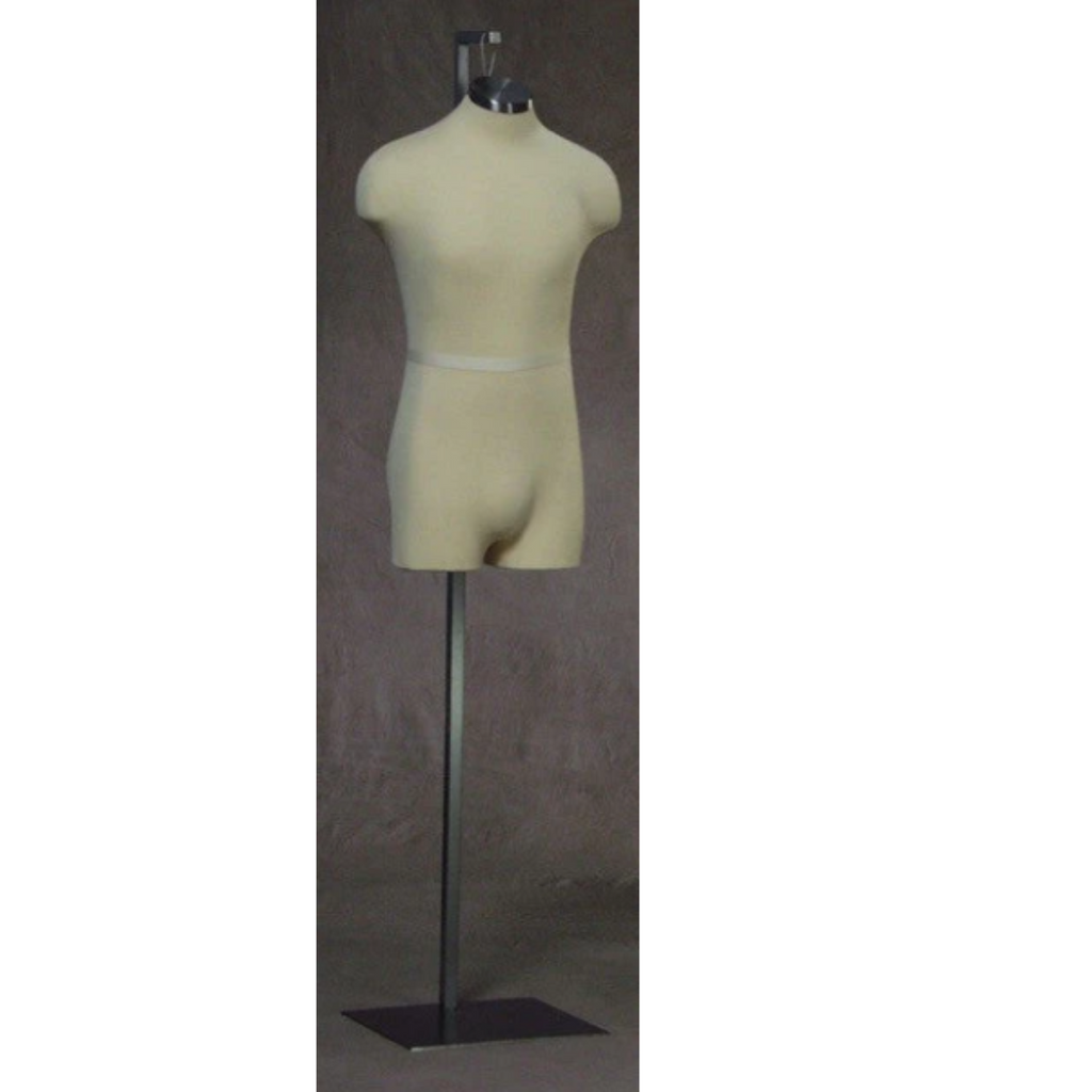 Two Stand Options for Size 38 BLACK Cloth Hanging Male Mannequin