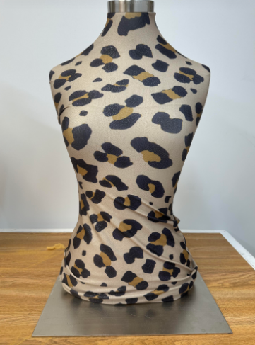 Used Female Mannequin Dress Form on Table Top Stand - Leopard Print