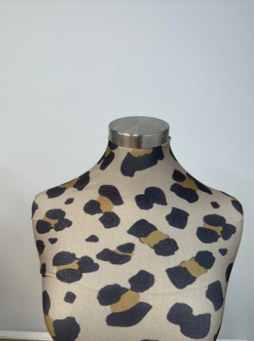 Used Female Mannequin Dress Form on Table Top Stand - Leopard Print