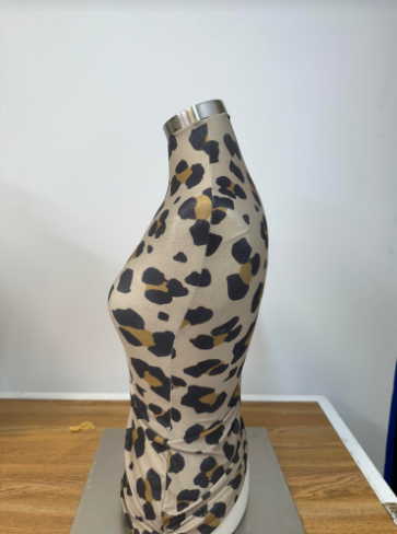 Used Female Mannequin Dress Form on Table Top Stand - Leopard Print