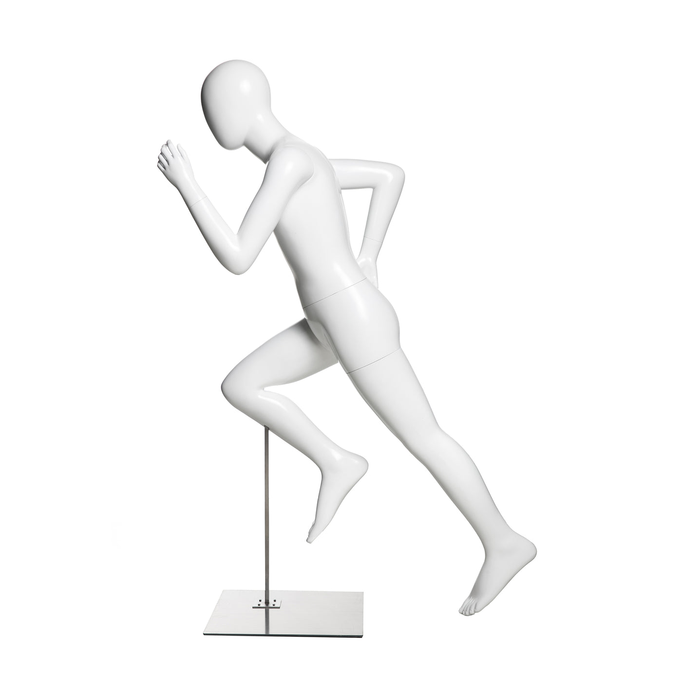 Walking or Hiking Pose Male Mannequin - Gloss White - Red 3 Display