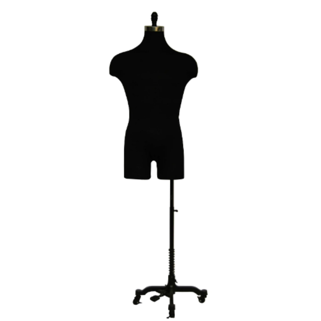 Black Male Mannequin Torso With Half Leg&Shoulders:Metal Wheeled Base ...