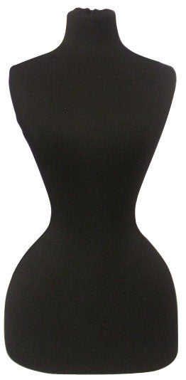 Wasp Waist Corset Dress Form: Black Jersey on Natural Wood Tripod Base –  Mannequin Madness