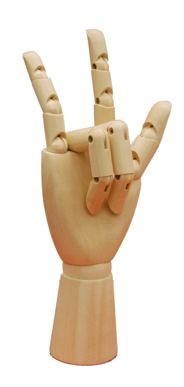 Wooden hand with all fingers fully articulated
