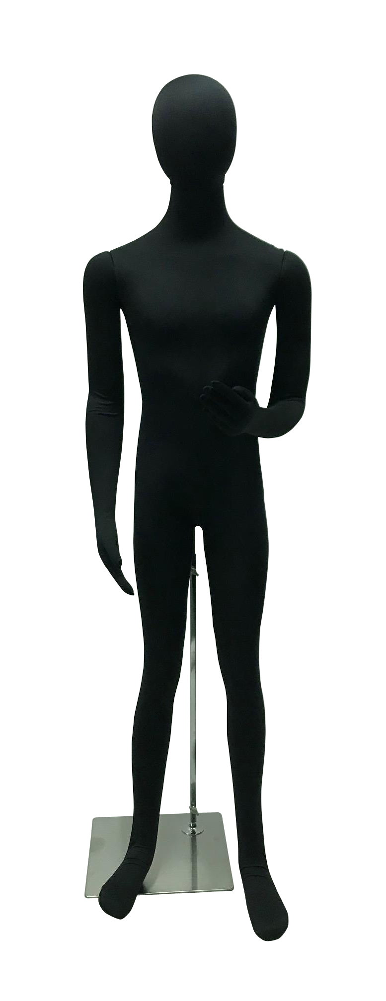 Black Cloth Egghead Male Mannequin: Bendable with Removable Head