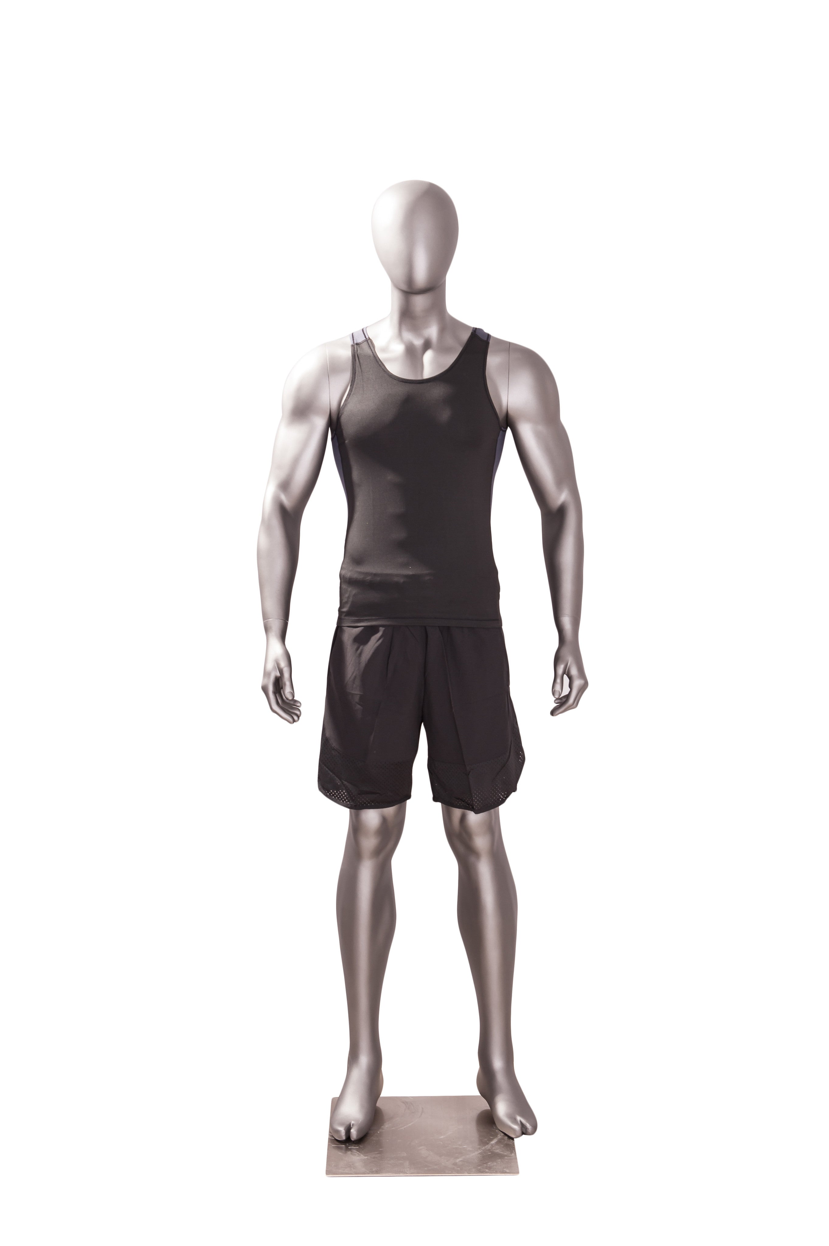 Sports Egghead Male Mannequin Standing Pose 2: Metallic Grey ...