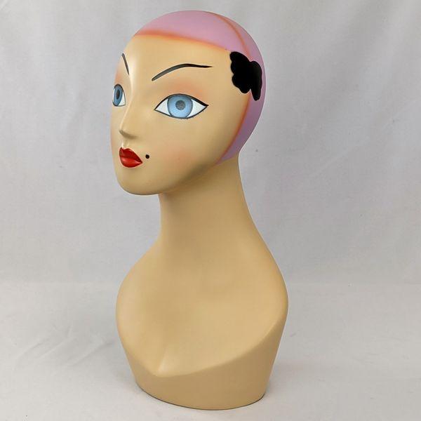 Vintage Plasti Personalities Female Mannequin Head Wig Stand Pink
