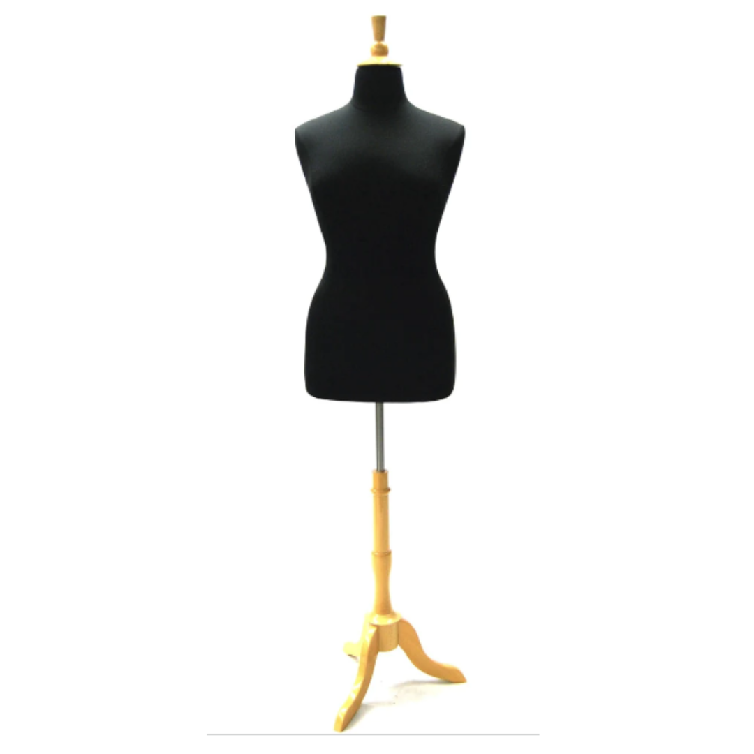 Size 14/16 Black Jersey Plus Size Body Form with Natural Wooden Tripod ...