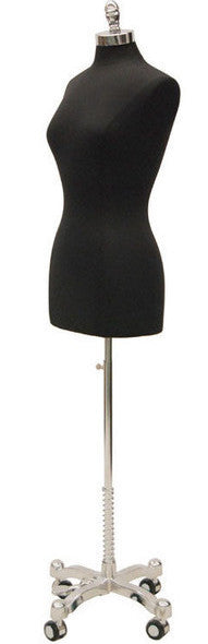 Dress Form Stand & Neck Cap - Black Wheeled Base – Mannequin Madness