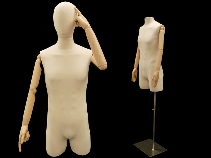 Pinnable White Linen buy Adult Male Dress Form Mannequin Torso with Thighs with Base #M1WL