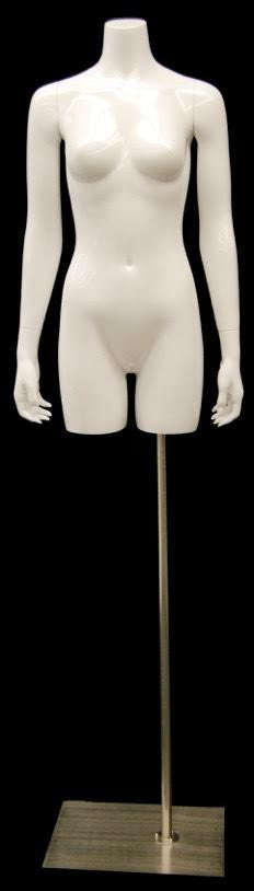 Female Half-leg Body Mannequin Torso with Bendable Cloth Arms: White J –  Mannequin Madness